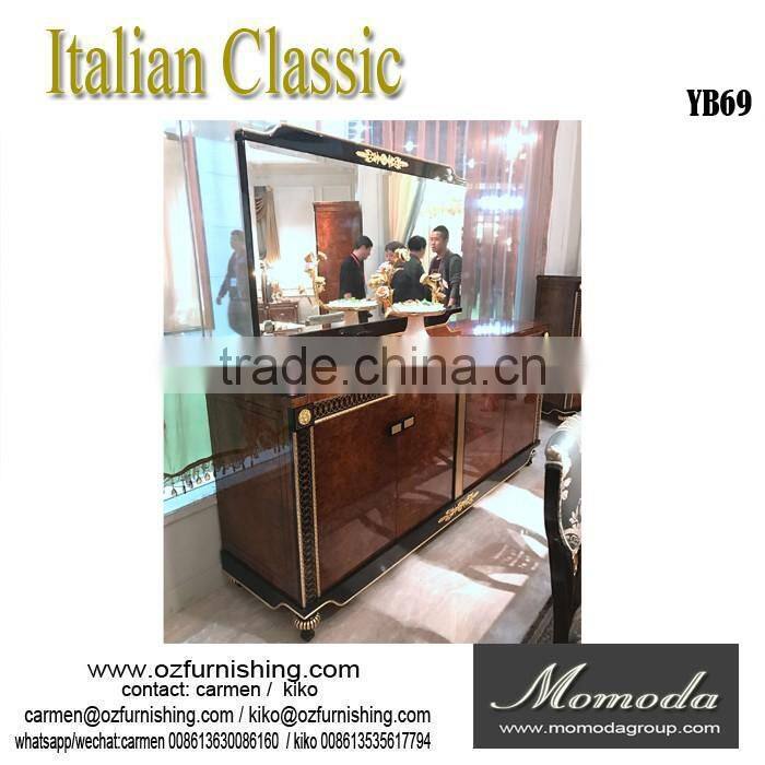 YB69 Antique Home useful living room and Study room Wooden and Glass Tall display cabinet with 2 doors