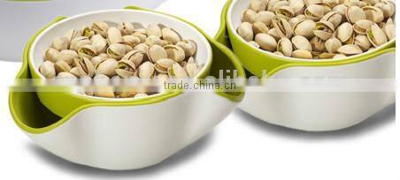 innovative bowl-in-dish plastic snack bowl set with divider