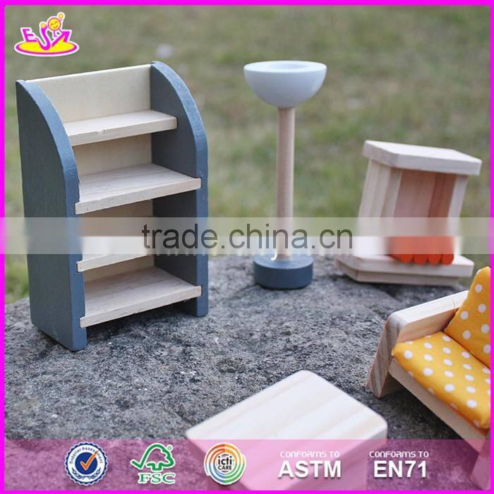2017 New design children pretend play wooden dollhouse furniture sets W06B055