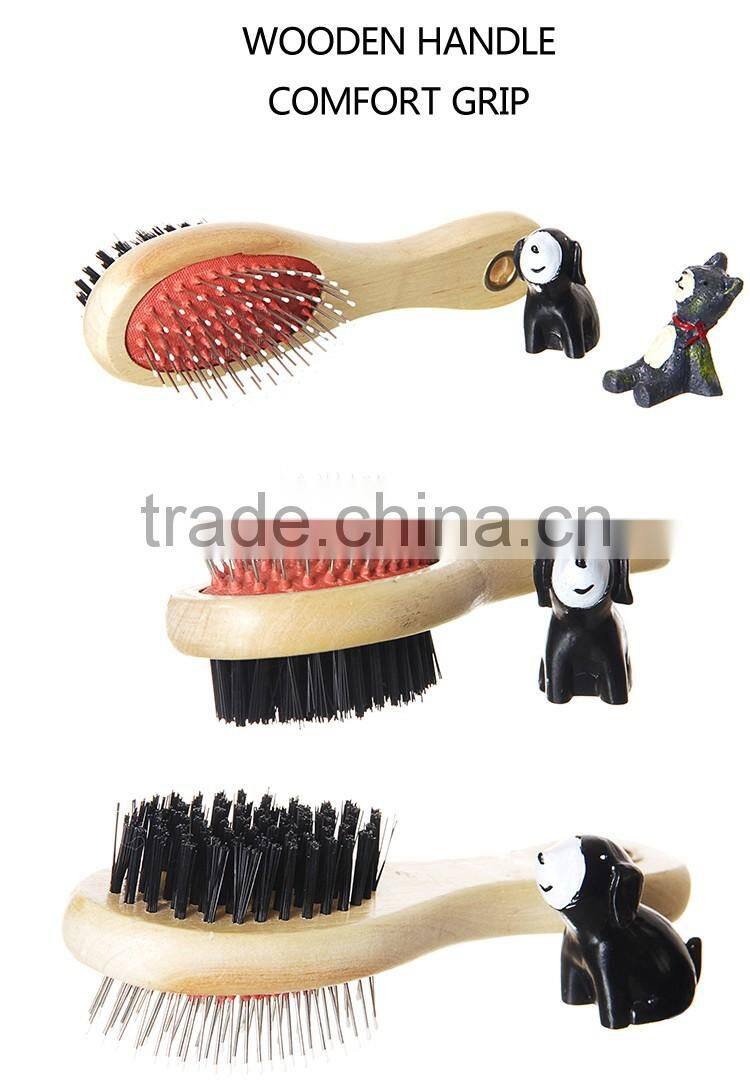 Wooden Handle Double-Sided Pet Brush Dog Brush For Pet Grooming