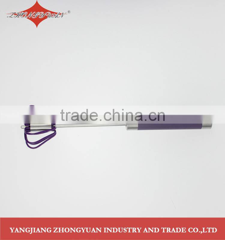 stainless stee hand press egg whisk and beaters rotary 12-inch hand push beater