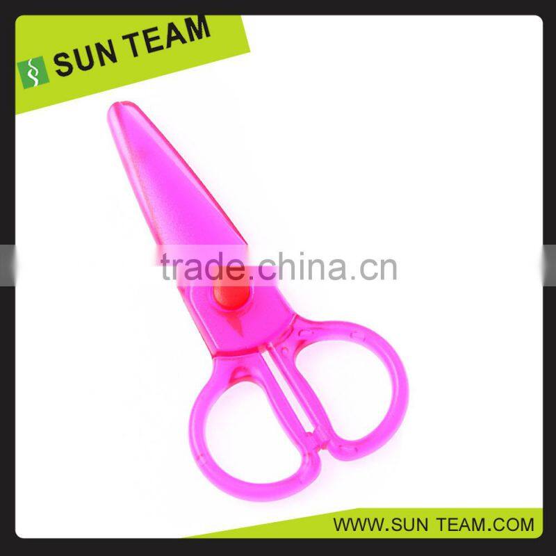CS001 4-3/4" full plastic cut paper kids safe scissors