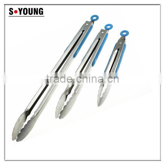 39031 9 Inch Stainless Steel Kitchen Tongs BBQ Grill Food salad Tongs With Lock