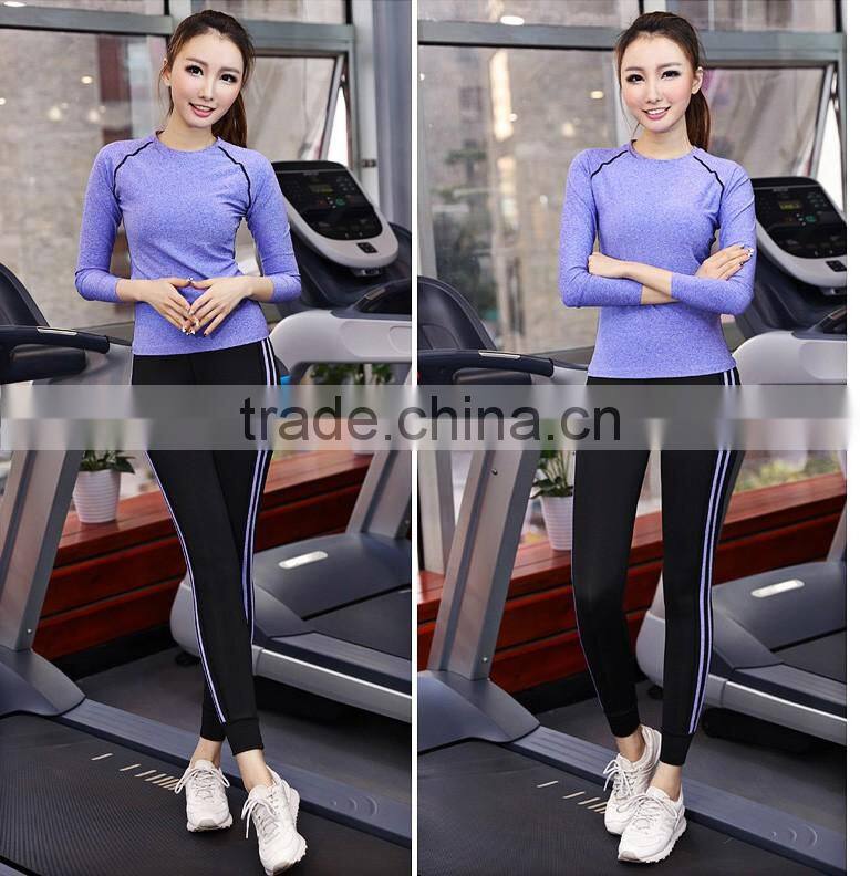 wholesale 88% polyester 12% spandex sport tops women, gym wear, long sleeve yoga tops women