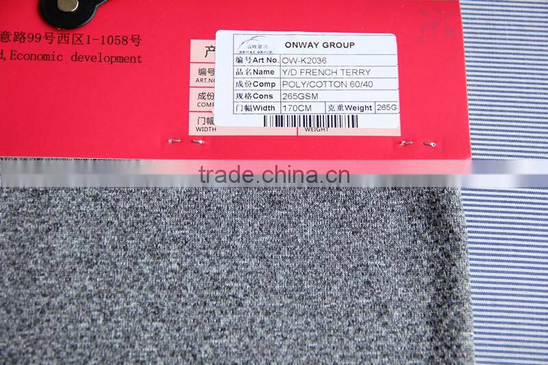60%poly,40%cotton ,Y/D french terry
