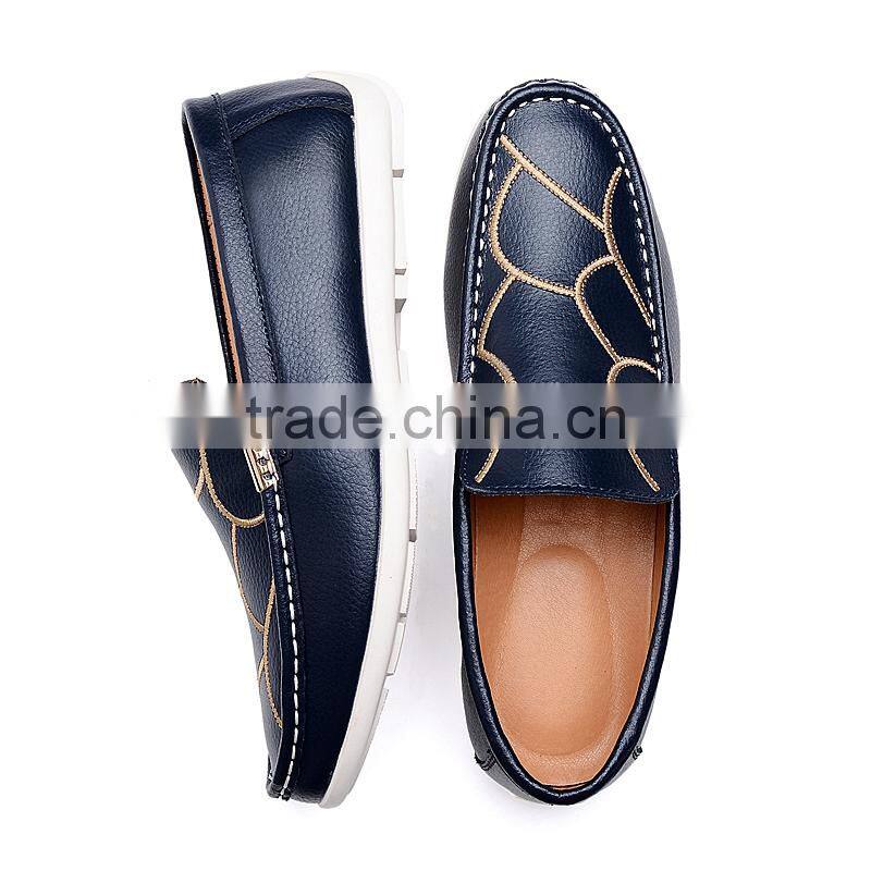 new style blue casual shoes fashion for men, slip on white peas shoes casual brand with leather from china factory