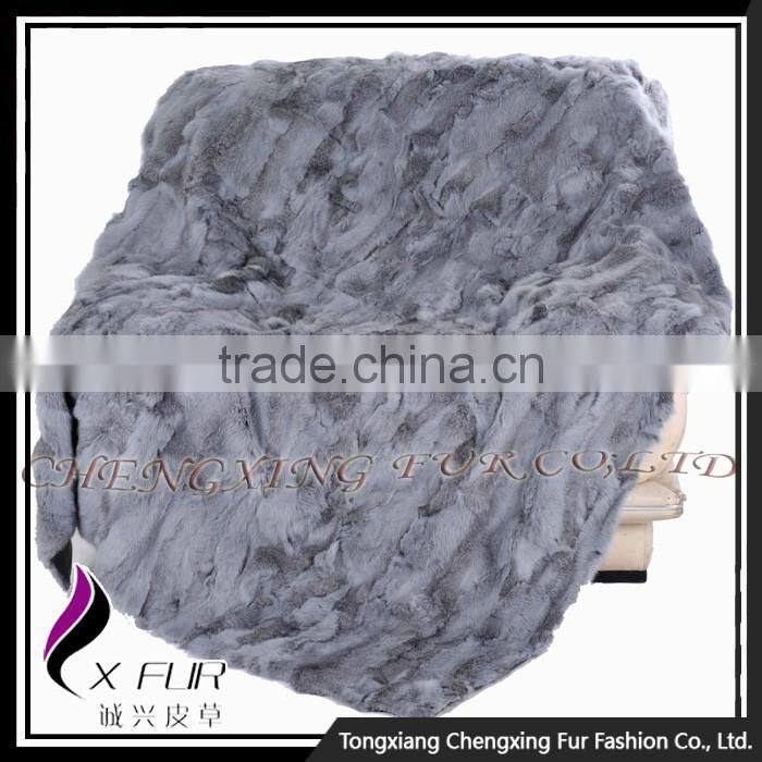 CX-D-11H Top Quality Home/Hotel Carpet Patchwork Rabbit Fur Fur Throw Blanket