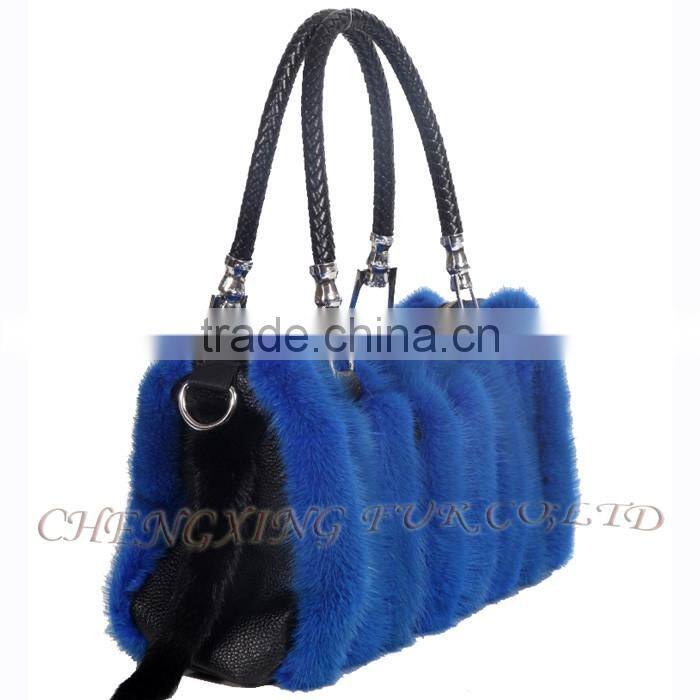 CX-H-57B New Fashion Women Hand Bags Printed Mink Fur Satchel