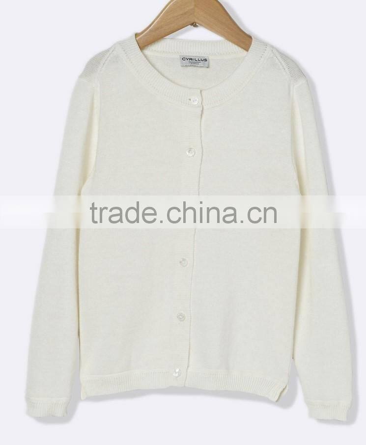 High Quality 100% cotton Round neckline stylish girls sweater cardigan (BKNB24)