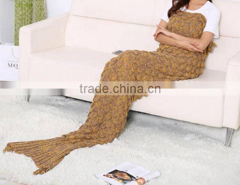 adutls ladies kids fish scale oyster seamaid mermaid knitted blanket
