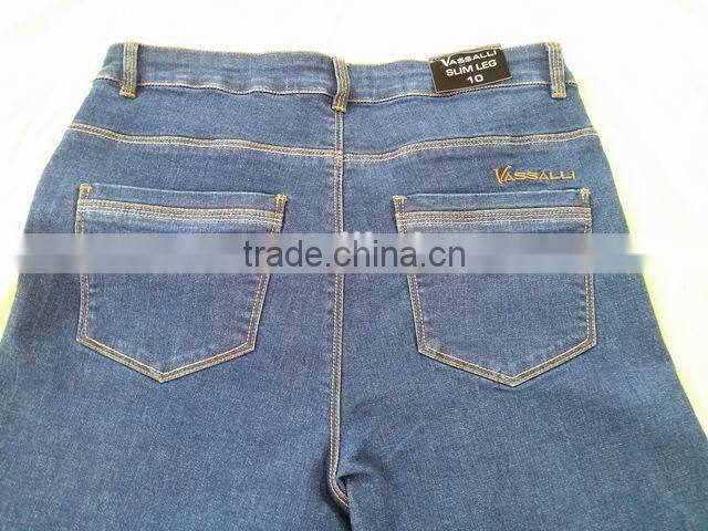 ladies slim leg jean with metallic stitch