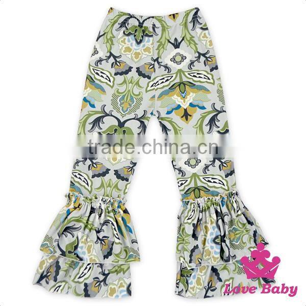 Fancy Wear Printed Pattern Two Layers icing Wholesale Girls Ruffle Pants