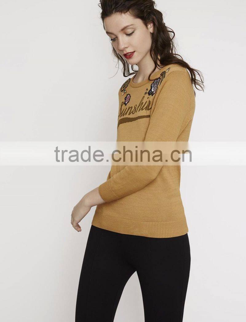 Hot Sale Girl's Embroidery Pattern Knitted Sweater Designs Pullover