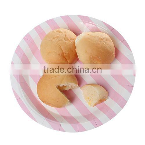 Pink Stripe Pattern Round Paper Food Plates 23.0cm