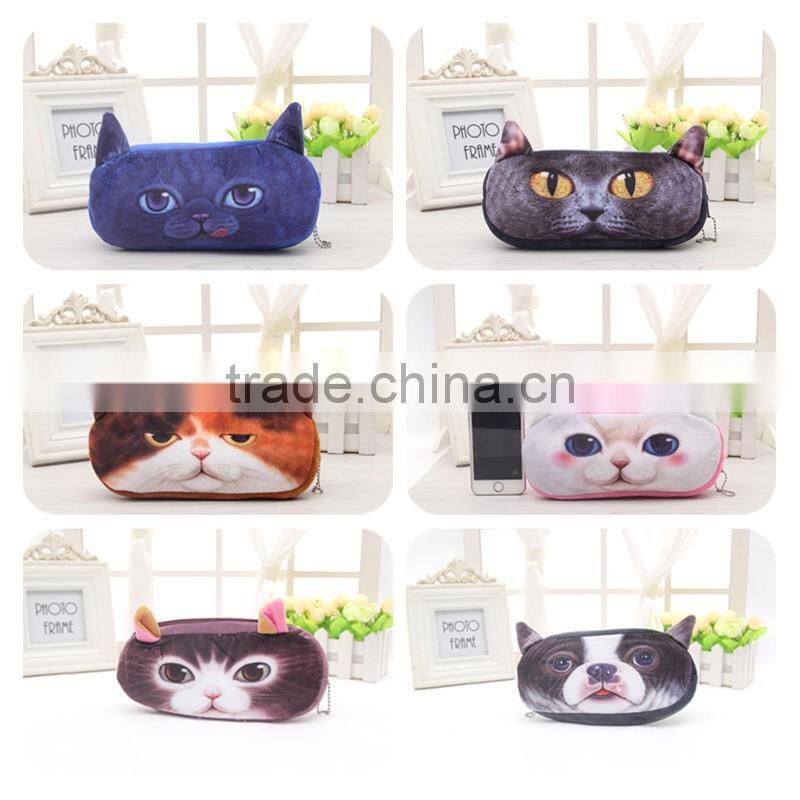 Hot sale custom 3D cool animal printed pencil bags for kids