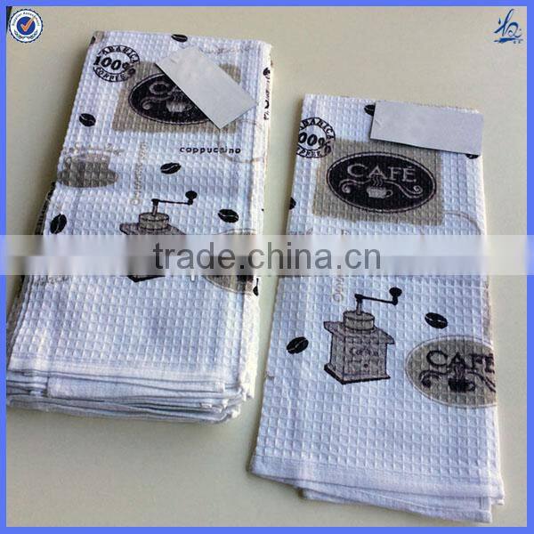 custom printed white cotton waffle weave kitchen towels