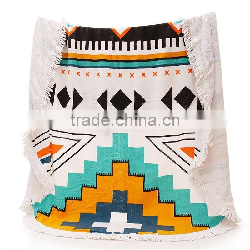 Creative beach towel round towel 150 cm thick large soft round beach towels with tassel