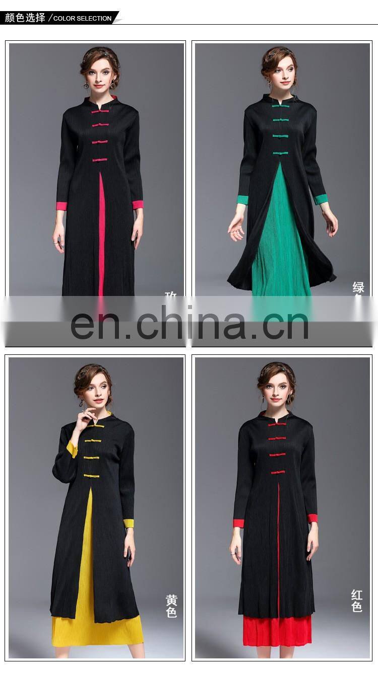 2017 casual style ladies two tone color blocked dress