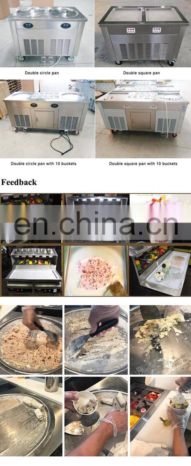 Portable two plates ice cream rolls maker with wheels for street cart business