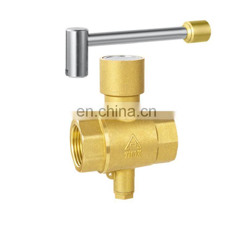Brass Magnetically controlled locking trunnion ball valve gas ball valve