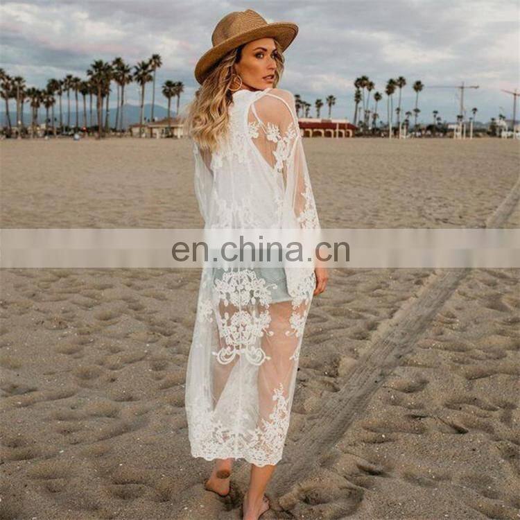 2019 New Women Chiffon Kimono Lace Loose Cardigan Bikini Cover Up Wrap Beachwear Beach Dress Beach Cover Up Pareo Robe De Plage