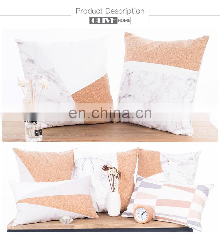 2018 New Item Knife Edge Geometry PU Poly Canvas Applique Cork Sofa Cushions For Sale