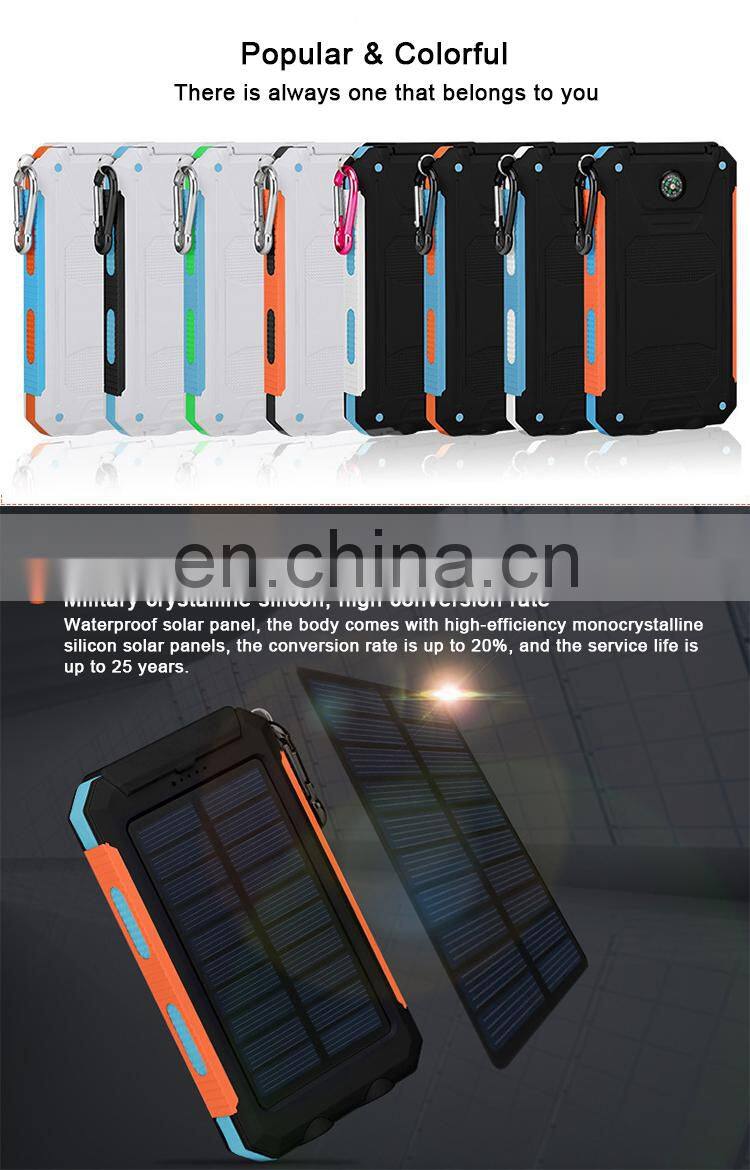 Hot Selling 8000 mah,Outdoor Waterproof Portable Solar Power Bank charger For smartphone sunlight Traveler