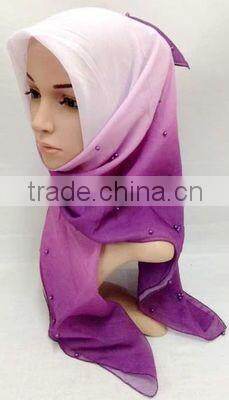 S872 newest voile hijab 100*100cm pearl muslim square scarf head