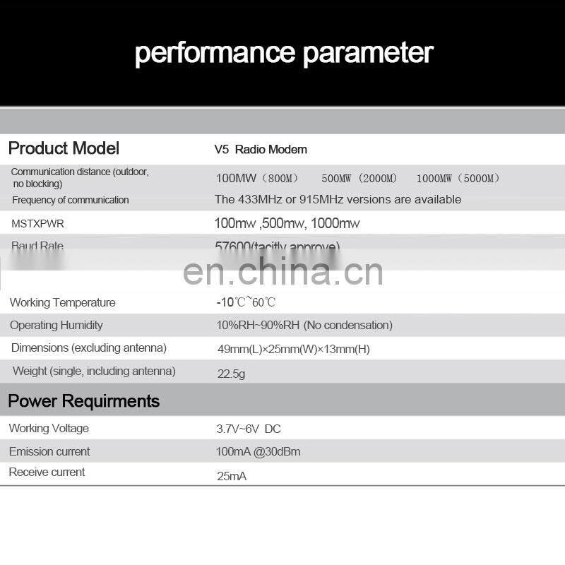 XROCK V5 915Mhz/433Mhz 1000mw Radio Telemetry Module Transmitter Receiver for Pixhawk/APM2.8 Flight Control UAV Drone