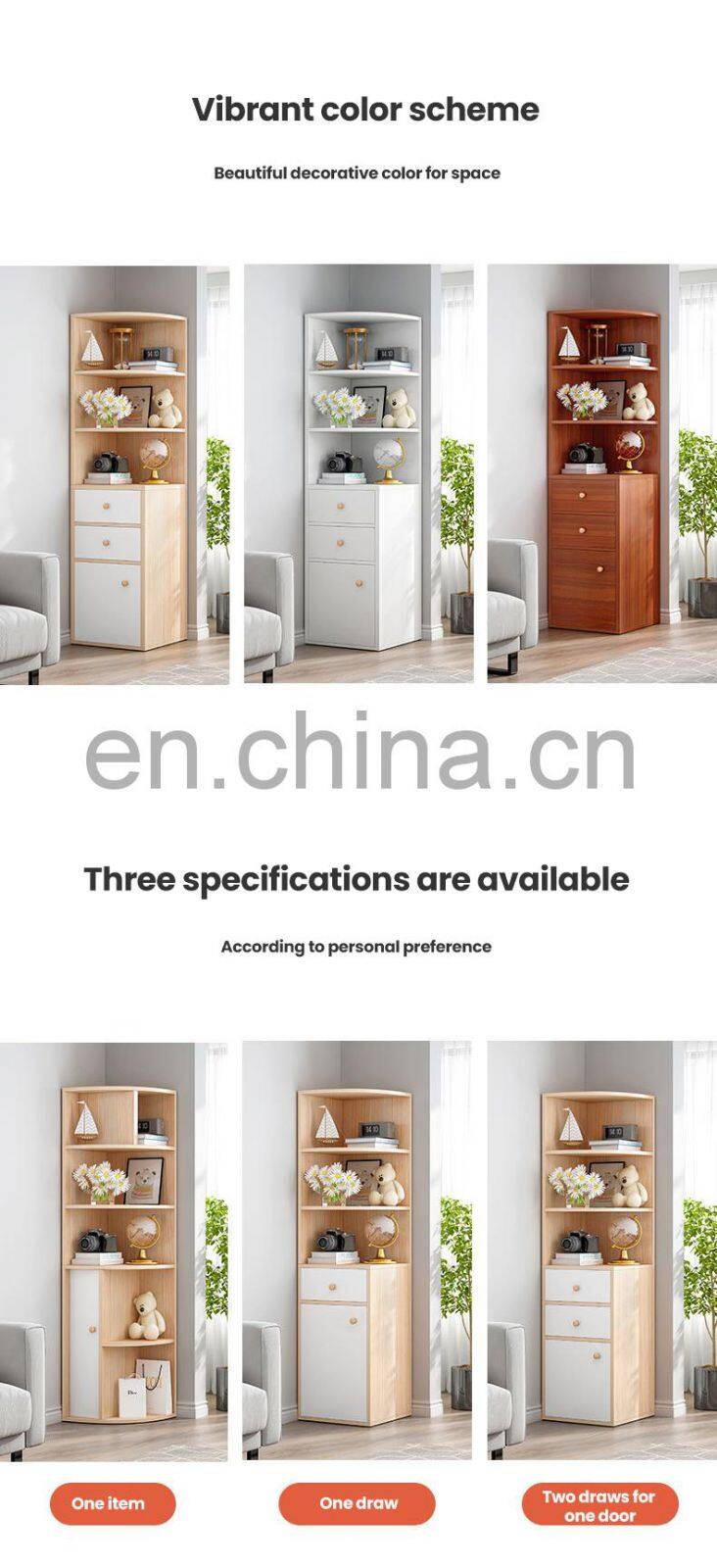 Home modern design Multifunctional furniture Quality Corner Cabinet Living Room Solid Wood Corner Cabinet