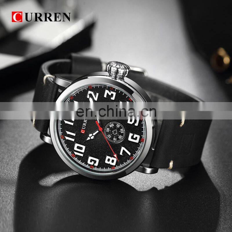CURREN 8283 Men's Leather Watches Quartz Movement Cheap Fashion&Casual Auto Date Leather Band Watches