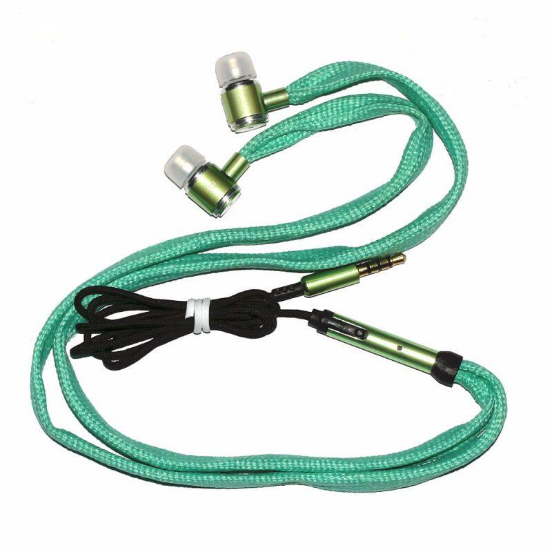 Air Tube Rope Braided Flat Cable Wired Earphones With MIC Headset