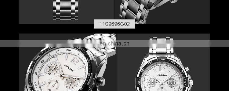 SINOBI Men Luxury Watch S9696G Multifunctional Stainless Steel Night Light Function Date Display Men's Watches Jam Tangan Pria