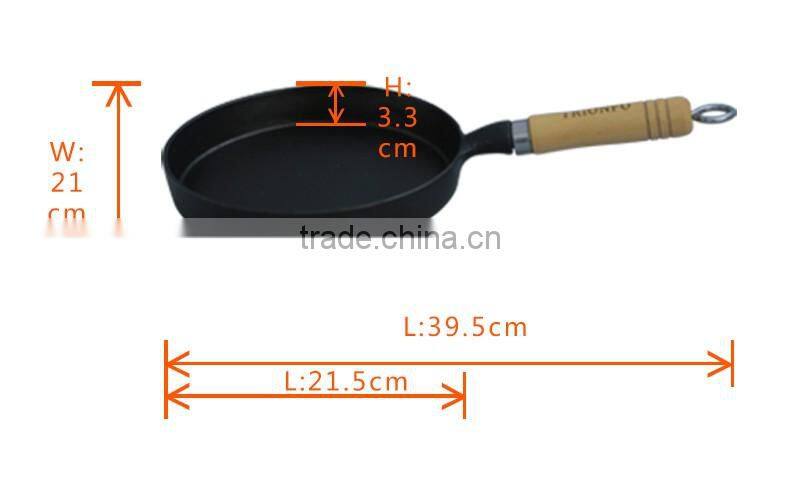 TRIONFO mini round cast iron cookware wooden handle
