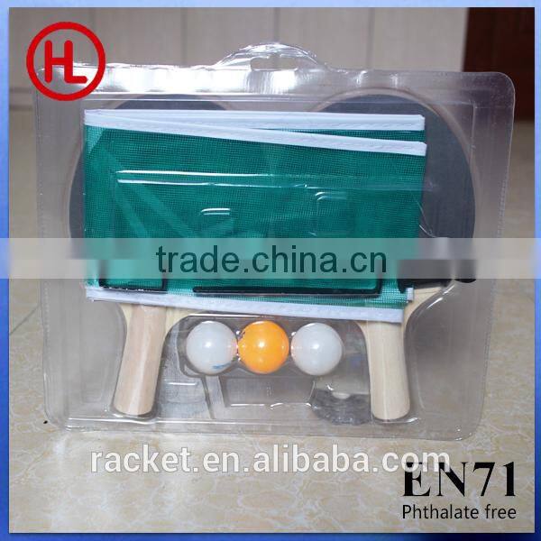 promotional desktop poplar wooden ping pong table tennis racket set with 3 table tennis balls wholesale