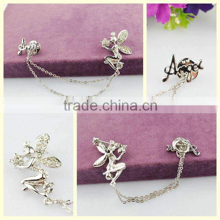 Wedding anniversary souvenirs silver angel rhinestone brooches