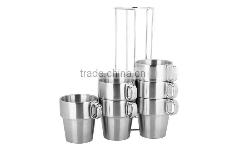 stainless steel travel mug/ 7pcs tea cup drinking water coffee mug set