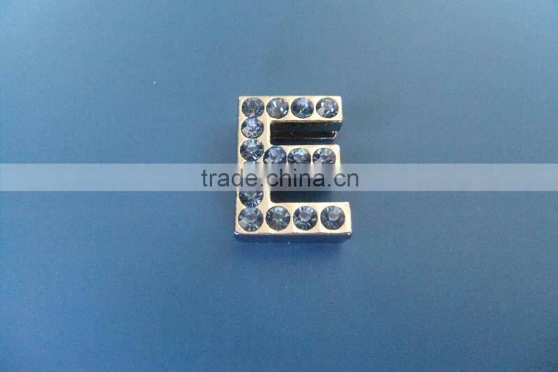 Zinc Alloy 18mm Slide Letters with Light Blue Rhinestones