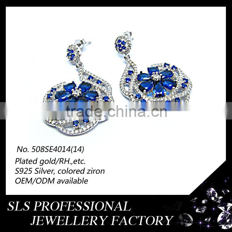 2015 fashion china wholesale 925 royal blue silver pakistani bridal jewelry sets