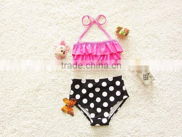 2016 Cute Kids Clothes Costumes Dance Clothes Love Girl Dot Split Swimming Suit Baby Bikini