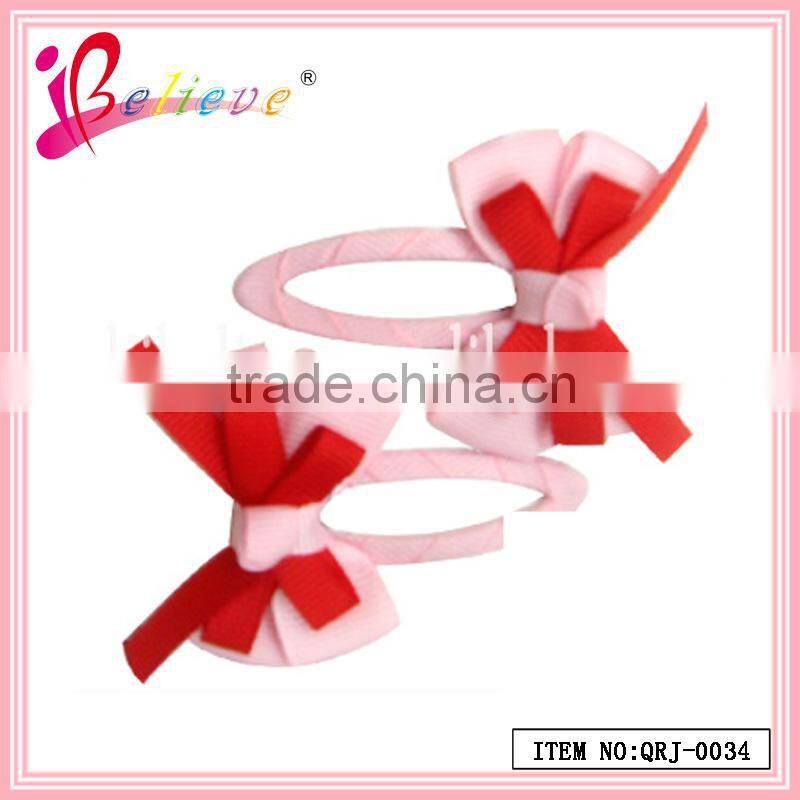 2014 Super hot sale kids hair accessories jewelry wholesale ribbon bow bobby pin (QRJ-0029)