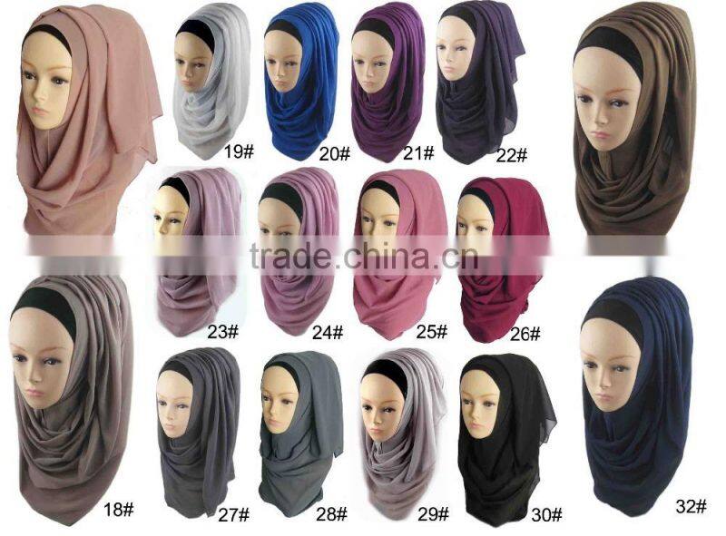Wholesale Fashion Muslim Women Plain Chiffon Hijab