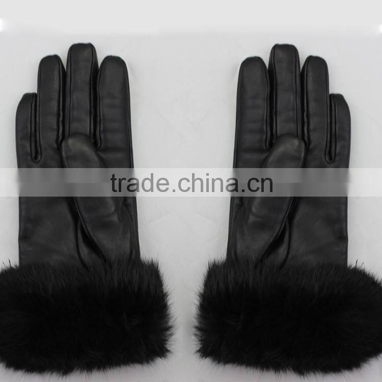 ladies sheepskin guneine leather gloves with fur
