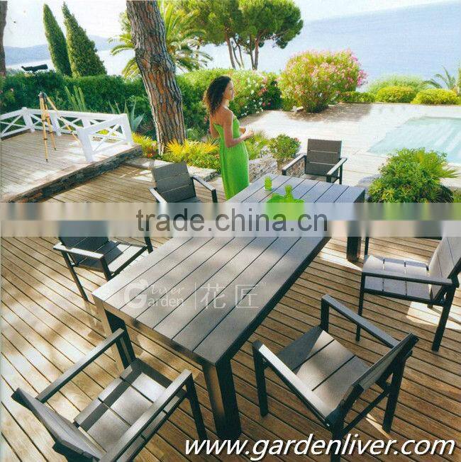 outdoor aluminum frame furniture wood table