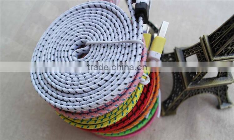 Nylon Flat Noodle Micro USB to Displayport Connector Cable