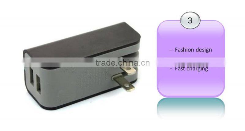 Portable Fast Travel Dual USB Mobile Phone Charger