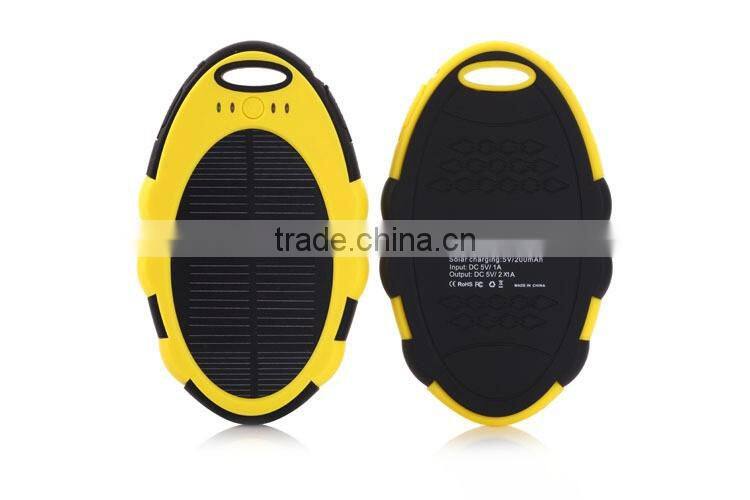 Hot selling fashion design Waterproof 5000mah solar powered charger