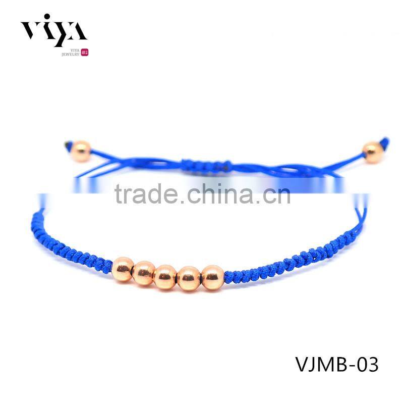 18kt Rose Gold Plated Beads Macrame Bracelet with red nylon rope