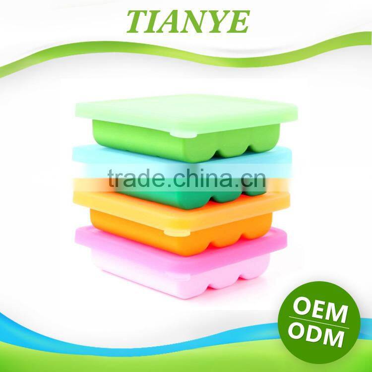 Silicone Ice Tray, Ice Cube Tray, Ice Cube Maker, Silicone baby food container with lid