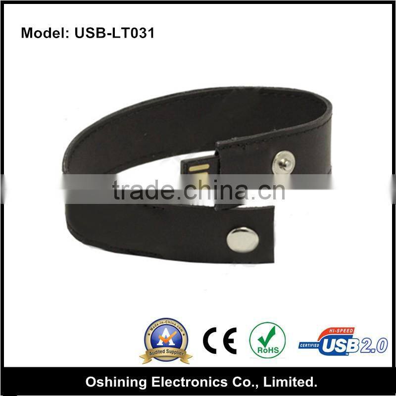 Bulk Cheap Custom Logo Leather USB Flash Drive Bracelet ( USB-LT031 )